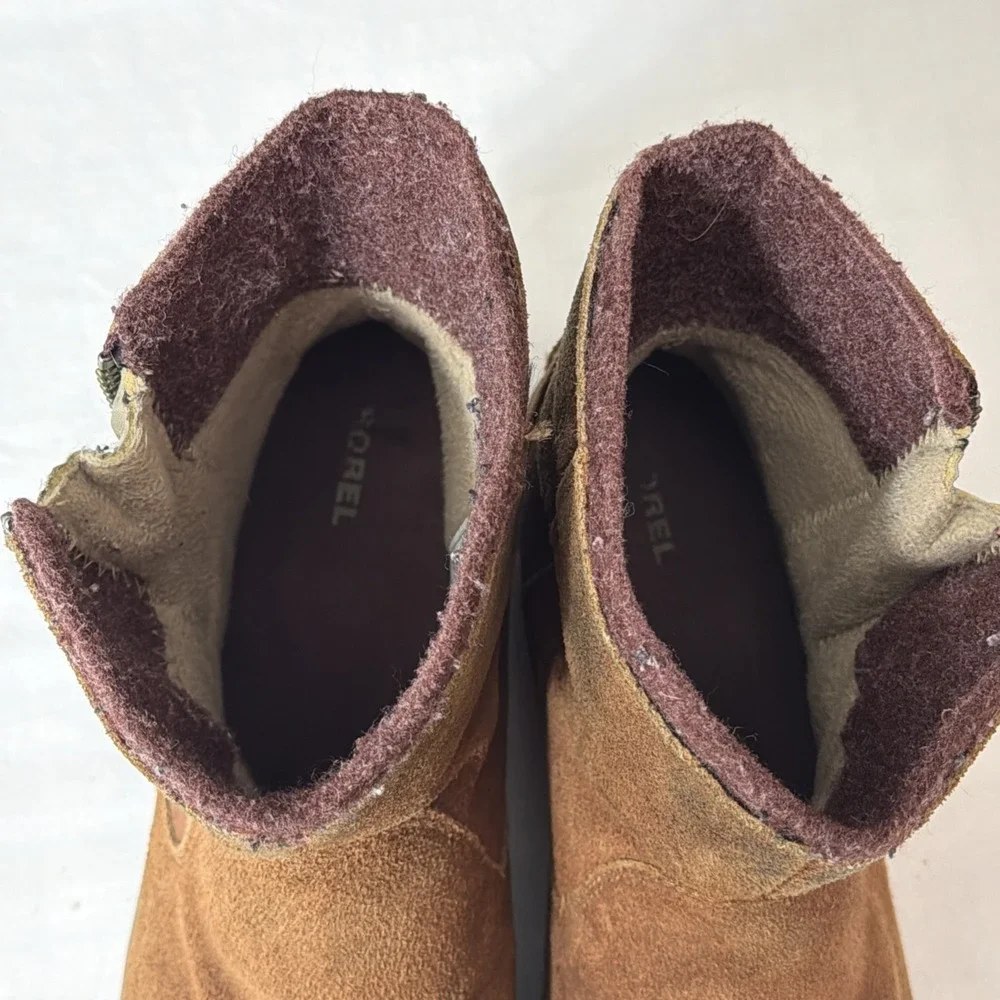 Sorel Meadow Women's 11 M Ankle Boots Brown Waterproof Suede NL2189-286 Side Zip